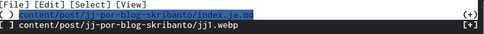 jj splitをしたところ。Spaceで選択してcキーを押したらその変更だけを取り込んだChangeを作れます。もちろん行単位で変更を分割することもできます