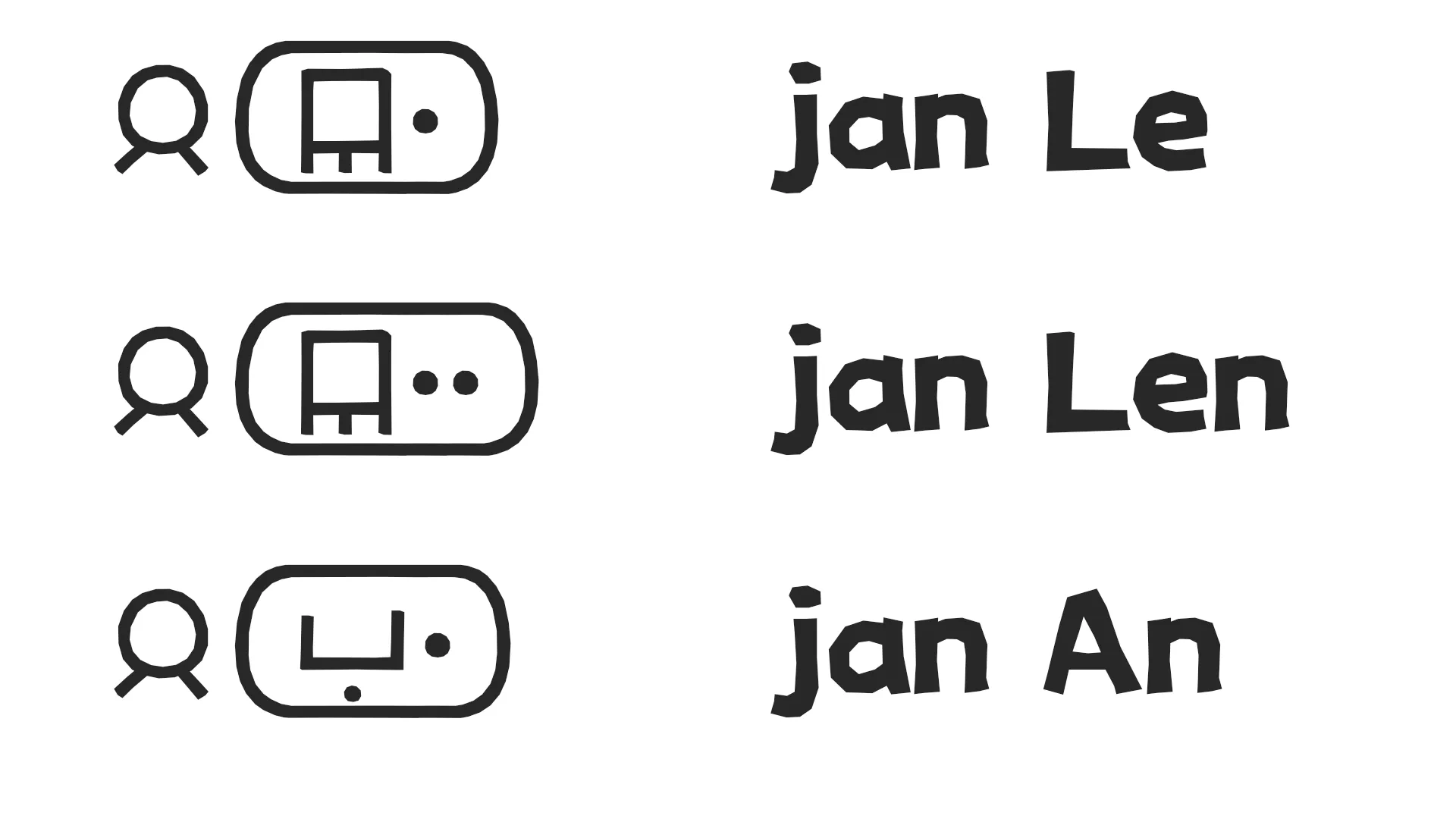 nを含む単語の例。nを1モーラぶんとみなして補助記号で読みに使える。語頭が母音の場合、たとえばanpaの場合は補助記号をつけなければaと読み、補助記号があればanと読む