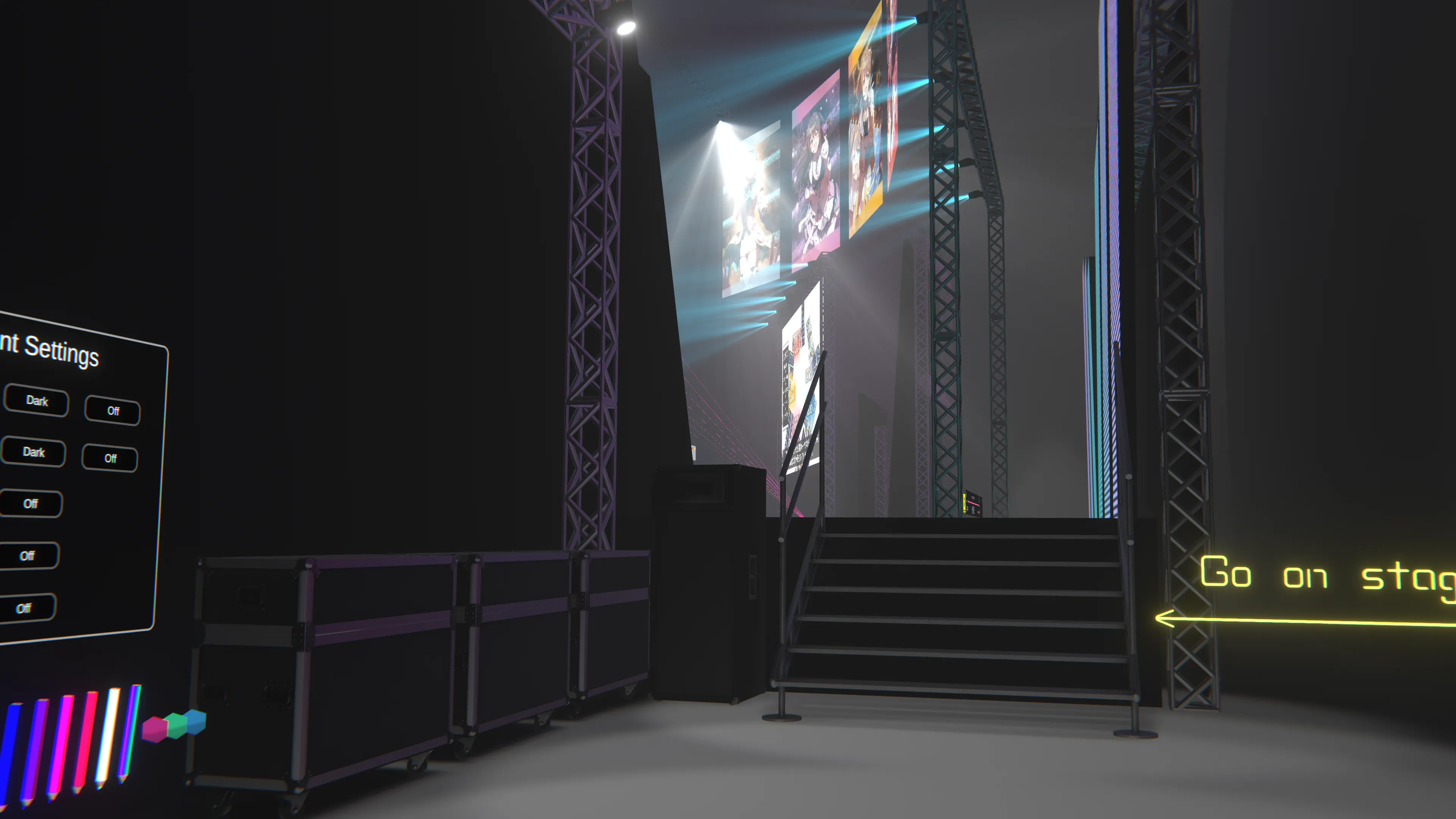 楽屋を出るとステージ裏。そこからステージに上がると……